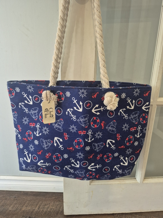 Cherie Bliss Handbags - Navy Nautical Canvas Tote Bag